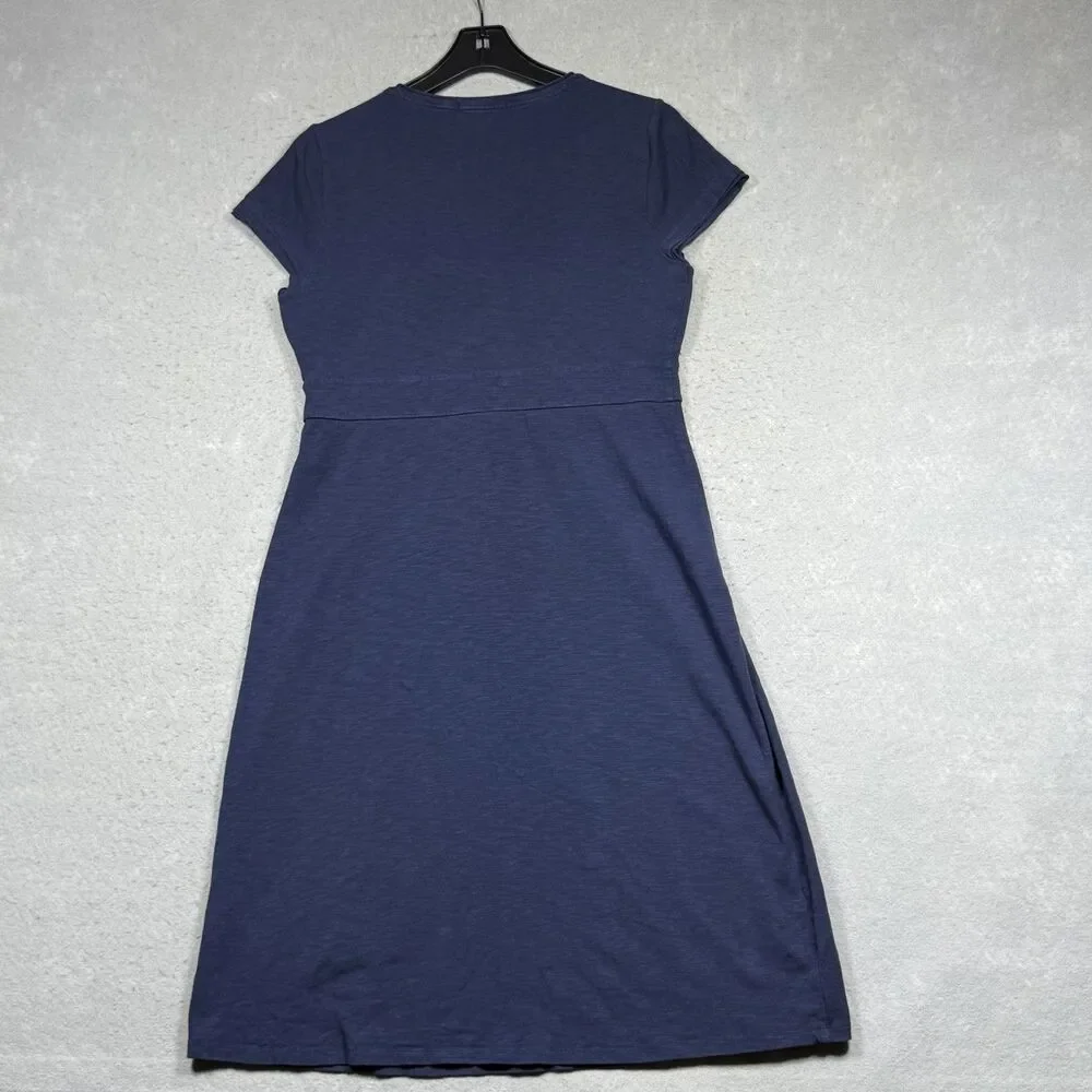 Boden Dress Women’s 10 Blue Short Sleeve V Neck Jersey Wrap Knee Length Casual - Picture 7 of 9